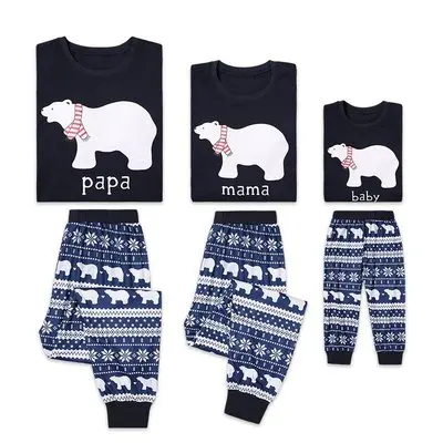 2022 Matching Family Outfits Homewear Suit Mommy And Me Pajamas Outfit Mom Dad Son Girl Boys Clothes Christmas Bear Pajama Set