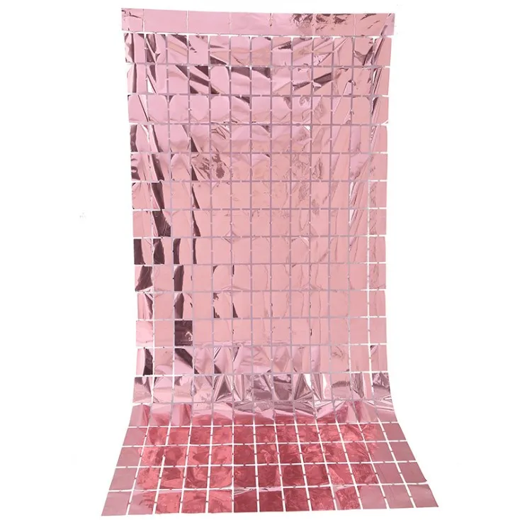 New 1*2m Party wall Decorations Photo Backdrop PET  Tinsel Metallic Fringe pastel pink tinsel gold foil curtain