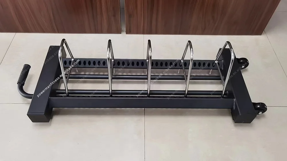 Home Gym Fitness Weightlifting Bumper Plate Holder Steel Horizontal Weight Plate Storage Stacking Rack