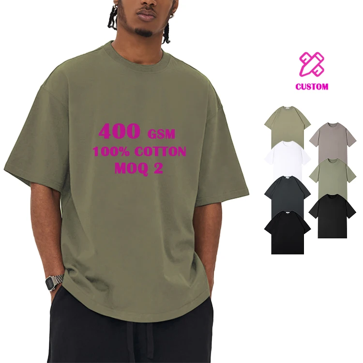 330-400gsm thick new arrival Double layer rib collar heavyweight thick 100 soft cotton t shirts heavy t-shirt wholesale