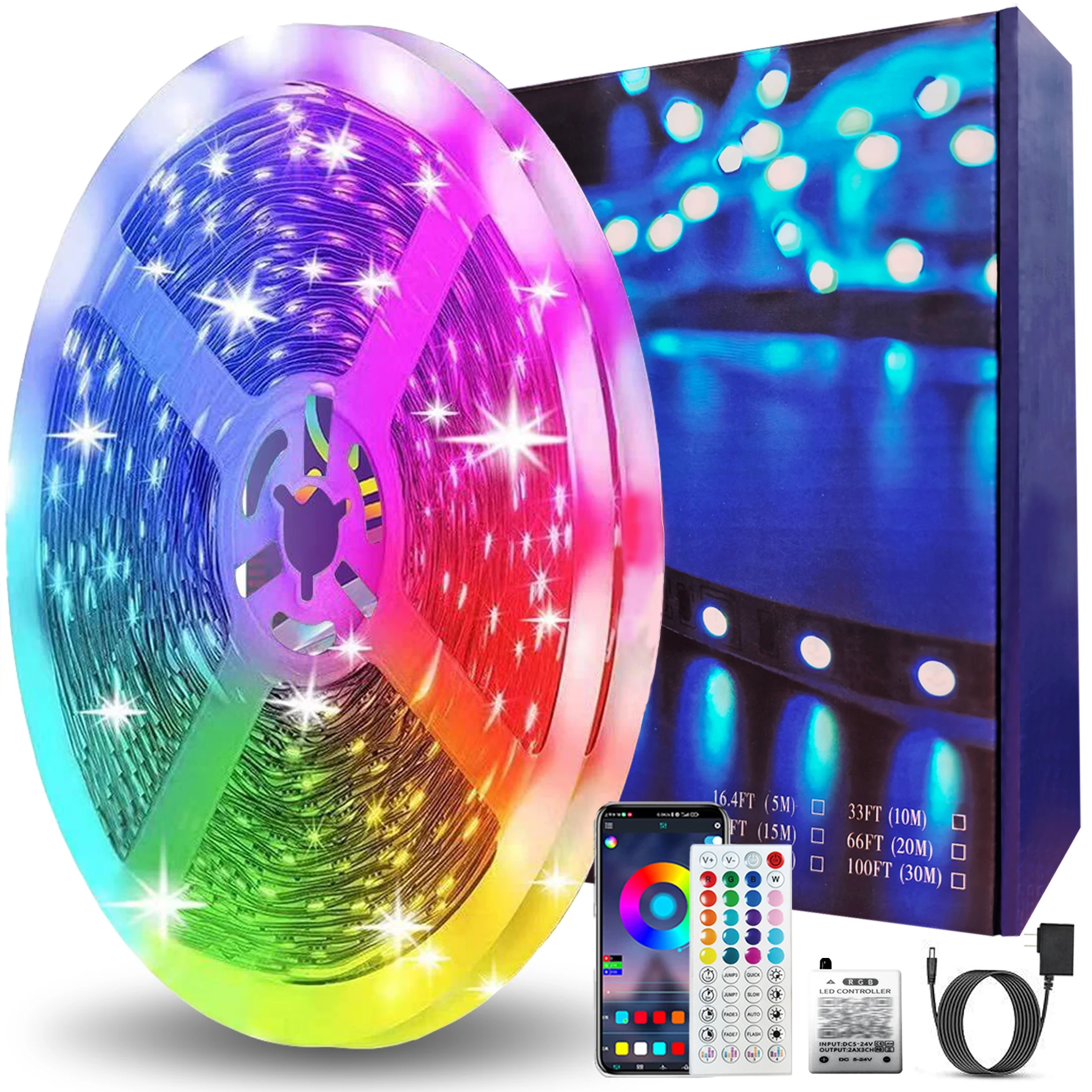 24 В ip68 гибкая RGB умная Светодиодная лента приложение для синхронизации музыки пульт дистанционного управления USB ТВ спальни ПК подсветка окружающая