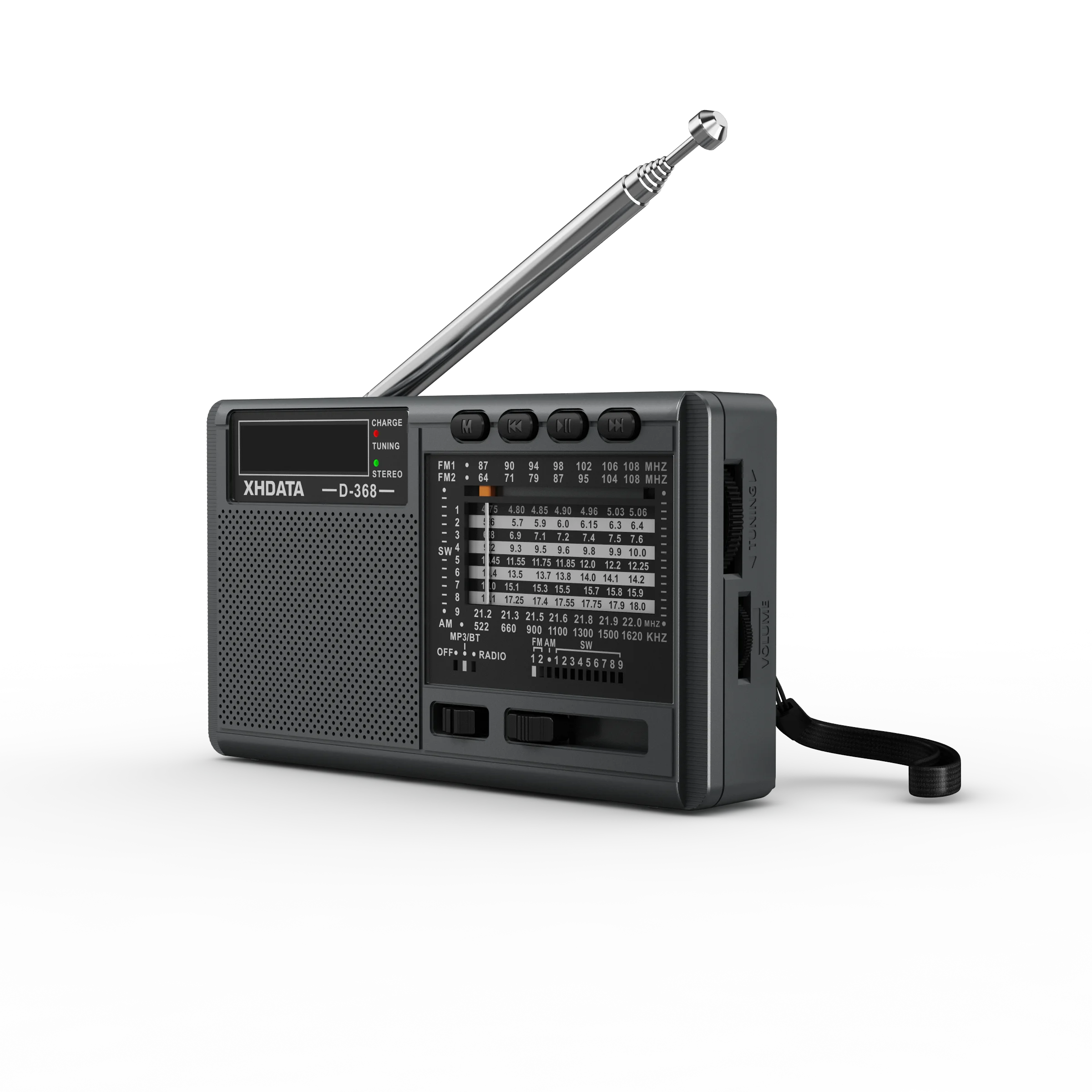 XHDATA D-368 Radio FM/AM/SW 3 band radio with MP3 music home radio,with USB/SD/TF card slot PLL