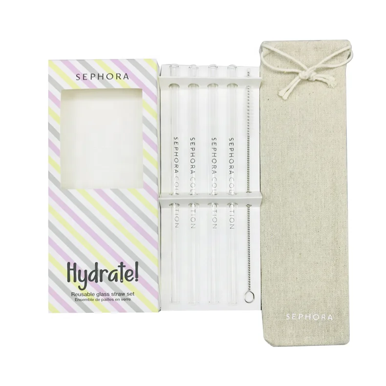 2020 Amazon Best Seller Box Packaging Glass Straws With Logo