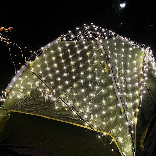 Outdoor Waterproof Upgrade Led Camping Tents Christmas Wedding Party String Curtain Net Mesh Decoration Lights