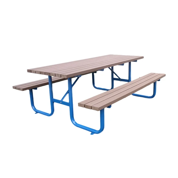 outdoor extra long wood plastic composite camping table with bench patio rectangular wooden picnic table