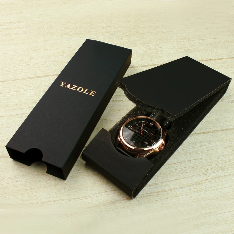 YAZOLE M MY-01 OEM на заказ ваш Логотип Ремешок/ремешок/коробка/чехол Роскошные Складные черные подарочные коробки для часов Золотой Серебряный штамп