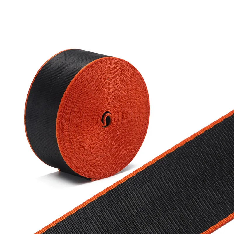 Durable one meter length contrast color stitching hem racing car safety seatbelt webbing