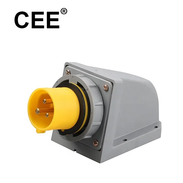 CEE 16A 110-130V IP67 Yellow 2P+E 3 pins industrial plug and socket wall mounted plugs