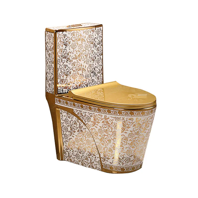Gold Toilet Electroplated Luxury Sanitary wares Bathroom One Piece Toilets Color Ceramic Toilet