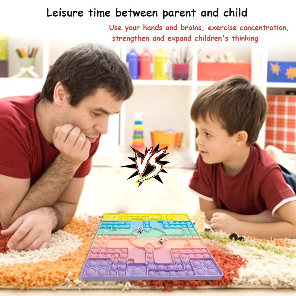 
Large Dual Player push game toy silicone chess board push bubble checkerboard toys square tie dye popit sensory game 