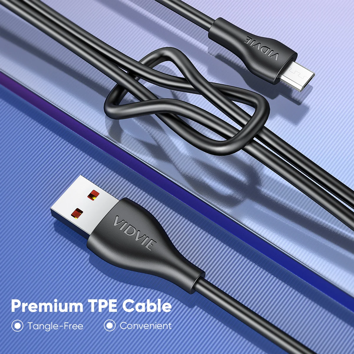 VIDVIE оптовая продажа готовый к отправке 2.4A Micro USB V8 Android мобильное зарядное устройство 1 м белый черный ПВХ кабель для передачи данных