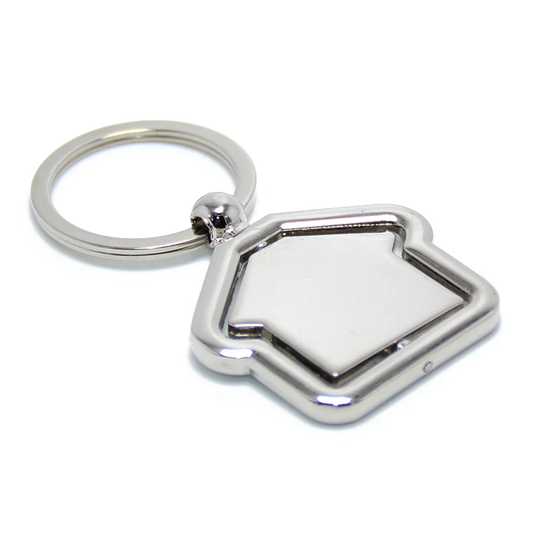 EDC Rotating Metal Tag Key Chain Ring Wholesale DIY Double Side Promotion Spin Rotating Medal Blank Revolve Round Metal Keychain