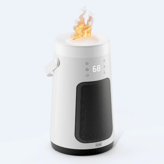 2024 New Smart Gadgets 2 in 1 PTC Fan Heaters with Fireplace Humidifier Ceramic heaters for Indoor Use Space Heater