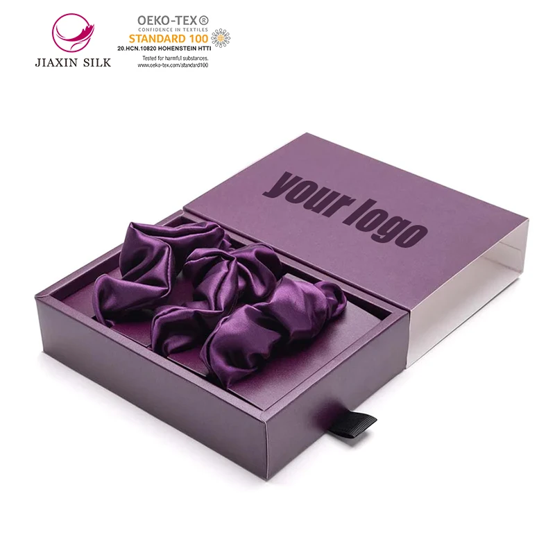 big size 100% silk Scrunchies with logo large 100% mulberry silk scrunchie