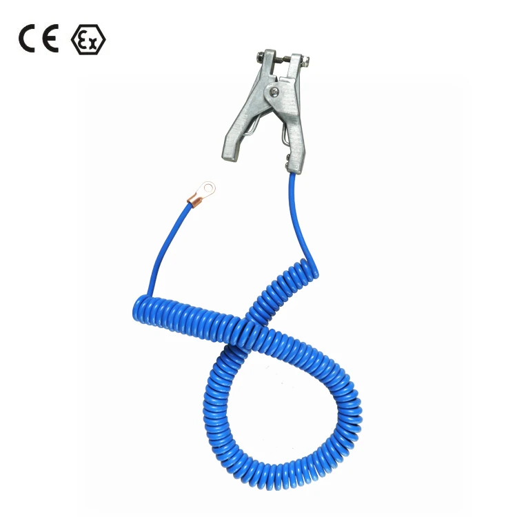 Сертифицированные статические/антистатические заземляющие заземления/заземляющие зажимы, подключенные к зеленому кабелю 4 м