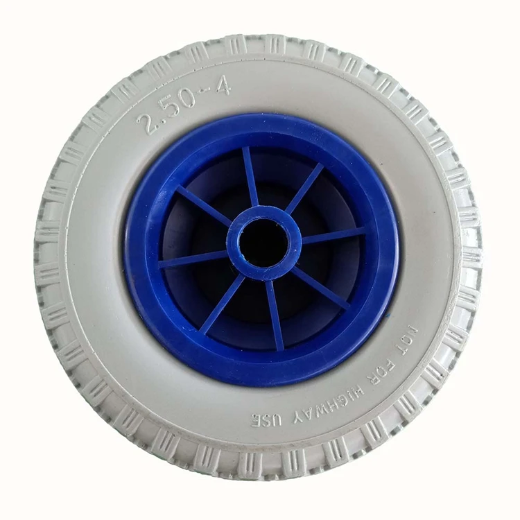 8 Inch 2.50-4 PU Polyurethane Foam Puncture Proof Flat Free Tire Wheel For Steel Garden Utility Wagon Trailer Trolley Cart