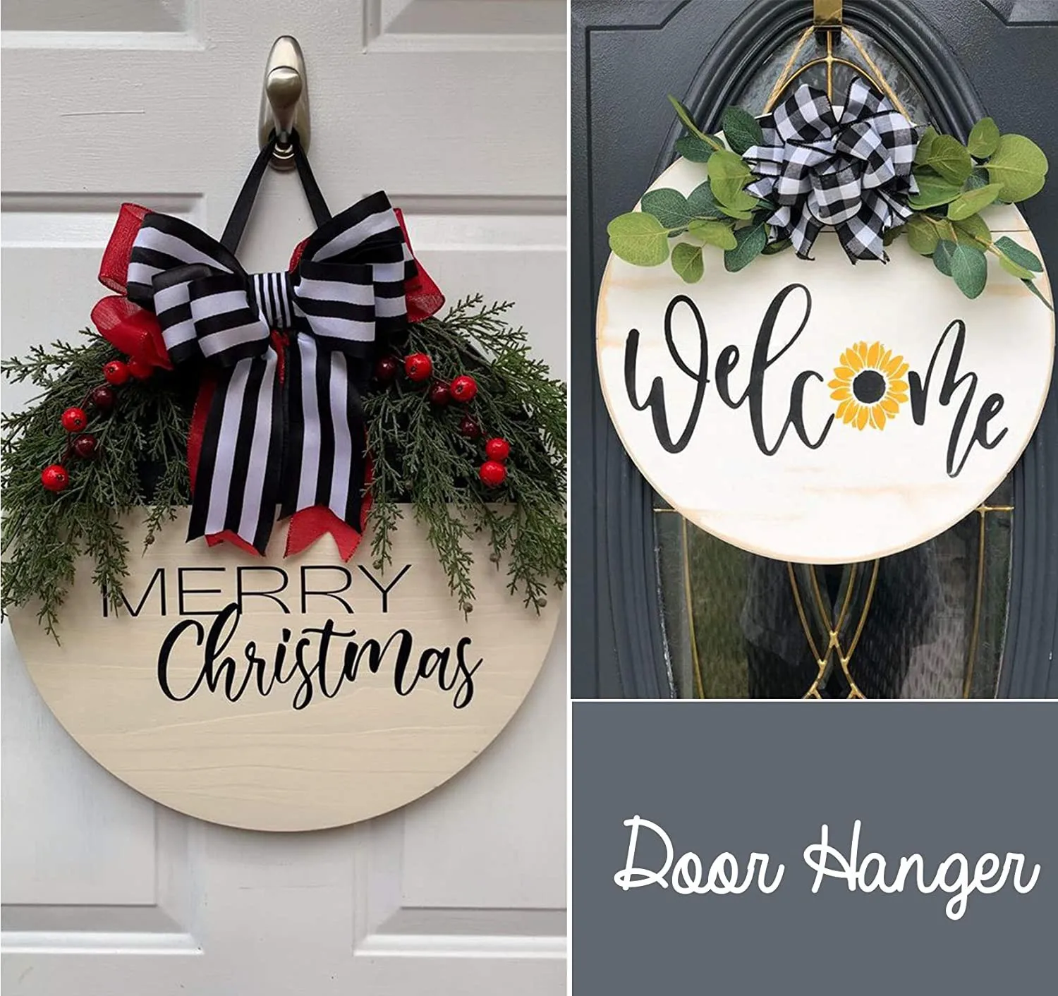 DIY Wooden Craft 30cm Round Hanging Wood Sign Blank Wooden Signs With Hole for Christmas Decoration