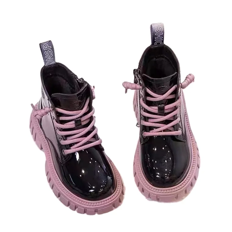 New winter PU leather waterproof Martin boots children snow boots women boys rubber fashion sports Martin boots