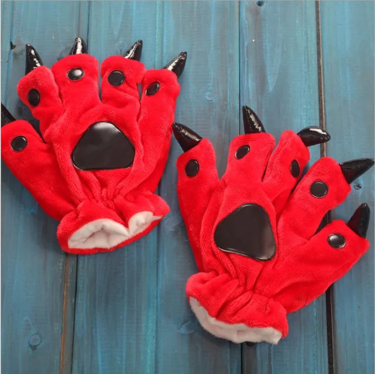 Puffy Cartoon Party Costume Hands Gloves Plush Paw Claw Gloves