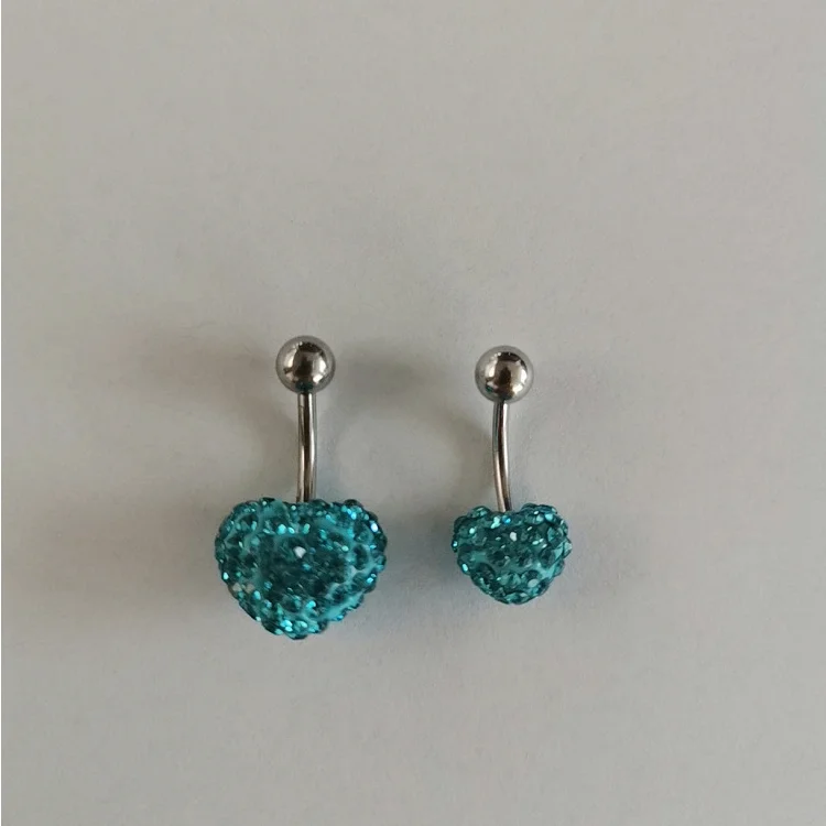 Retail Shiny Multi Crystal Single Sweet Heart Ball Belly Button Ring Navel Ring