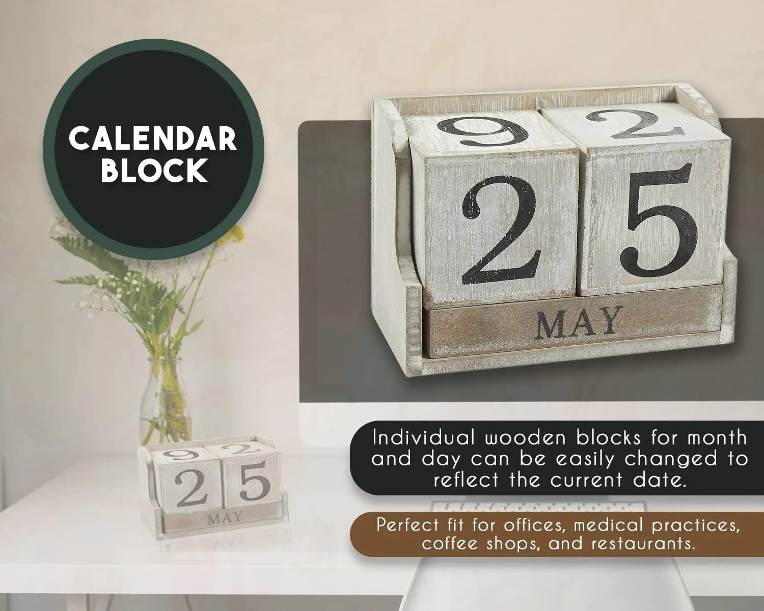 Calendario Personalizado  Mini Block Wooden Perpetual Home And Office Decor  Desk 2021 Advent Calendar