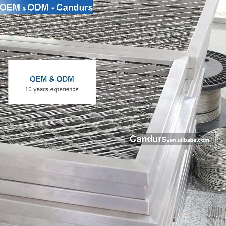 Tubular Slot Frames Stainless Steel Wire Rope Mesh Net Balustrade Panels