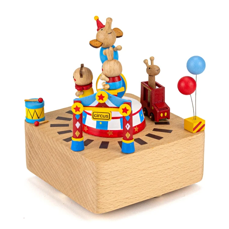 Solid wood carousel music box