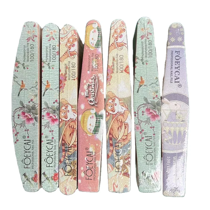 High Quality  nail tools Wear-Resistant Nail Art Grinding Strip Cute Wind Print Pattern Customizable  with nail files 100/180