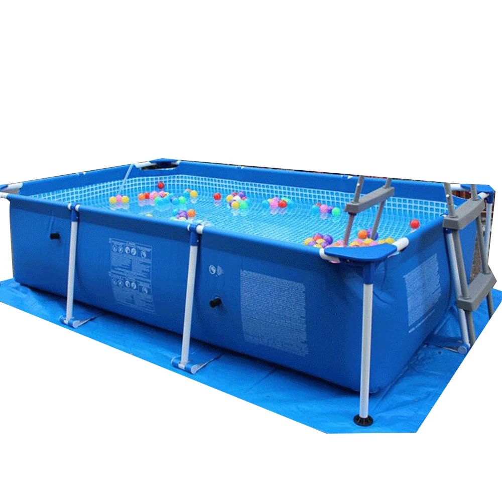 Blue Rectangular Steel Frame Pool Portable Container Swimming Pool for Kids and Adults Above Ground Family Swimming Pool