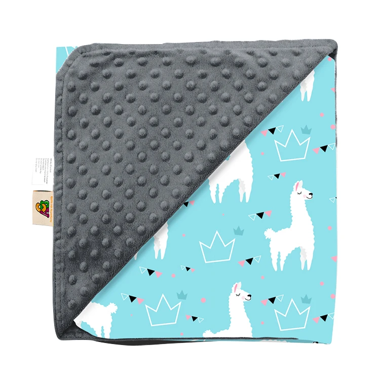 
Soft Plush Baby Blue And Charcoal Grey Minky Blanket - Sleepy Alpacas 
