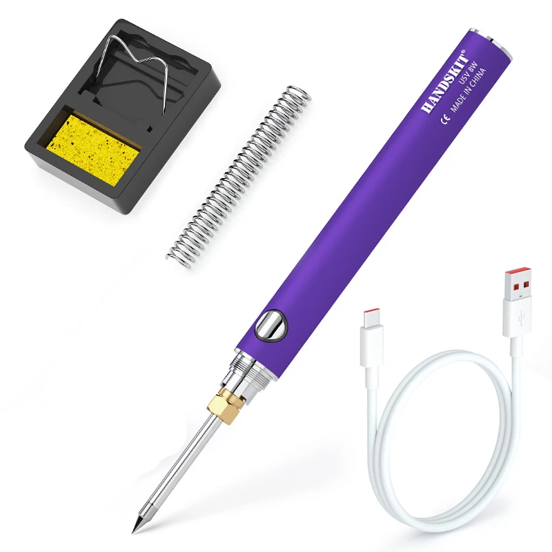 Wireless Battery Soldering Iron Set Adjustable Temperature 8W Ceramic Core Heating Portable Home Welding Solder Repair Tools