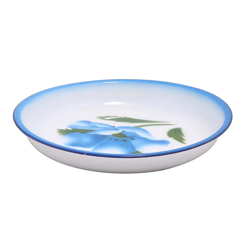 Customizable 16-26 CM Ceramic Charger Plate Home Kitchen Enamel Bowls with Printed Pattern for Wedding Parties and Camping
