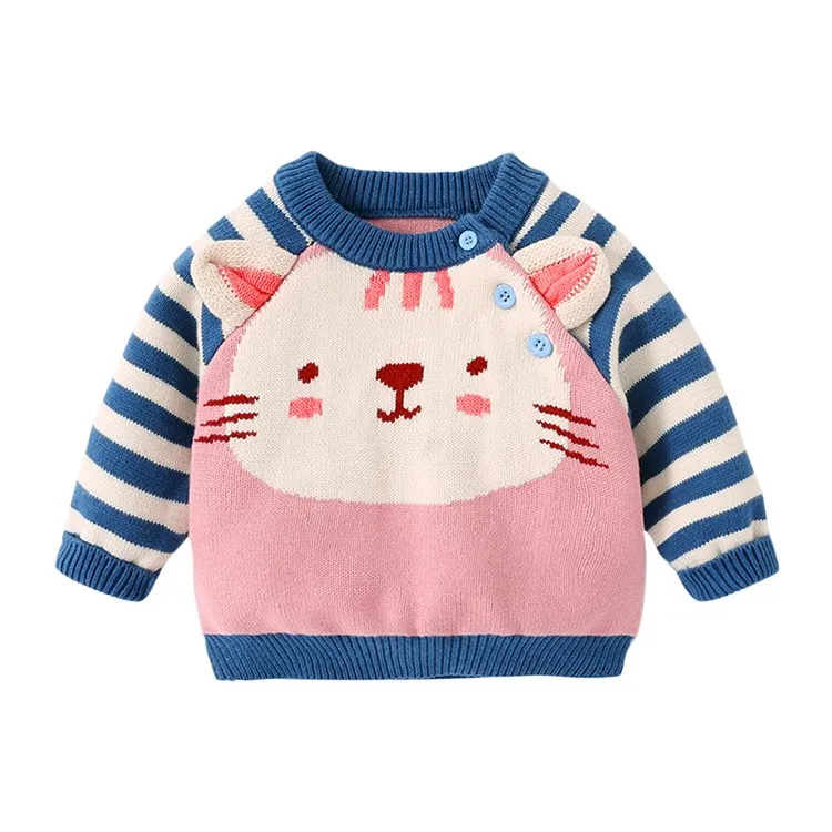 cartoon jacquard thickening knit baby sweaters winter baby clothes kids pullovers