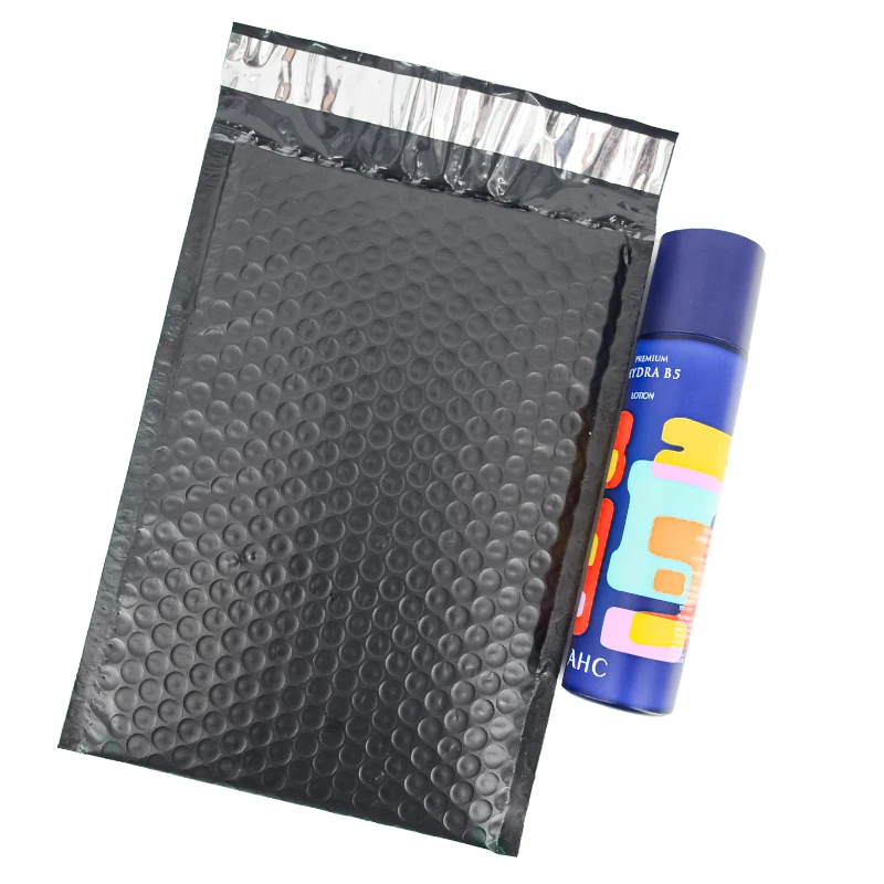 8.5 X 11 Inches Black Poly Bubble Mailer with White Logo Printed