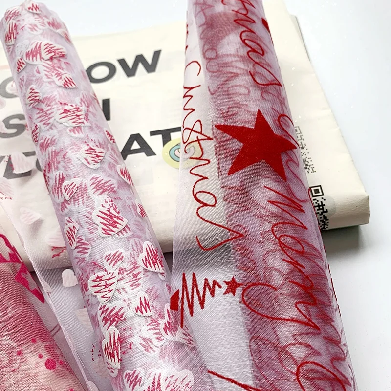 
Tulle Flocking Organza Fabric Christmas Ornament Table Runner Roll Disposable 