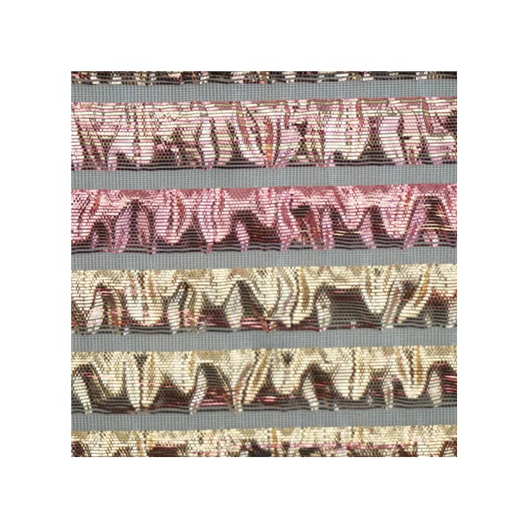 
High quality Cogan foaming sliver with gradient color Woven filigree jacquard clothing wear bag metallic fabric for dress 