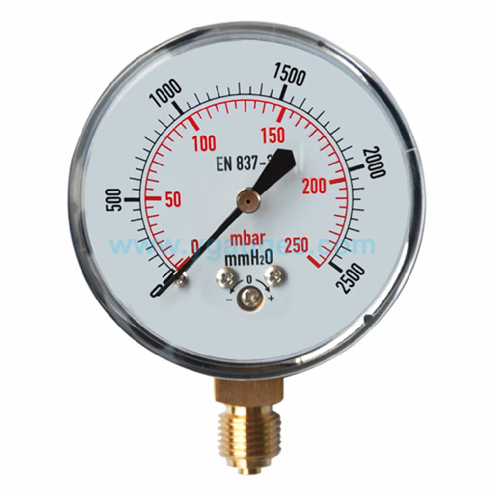 Black steel case pressure gauge manometer 100 mbar