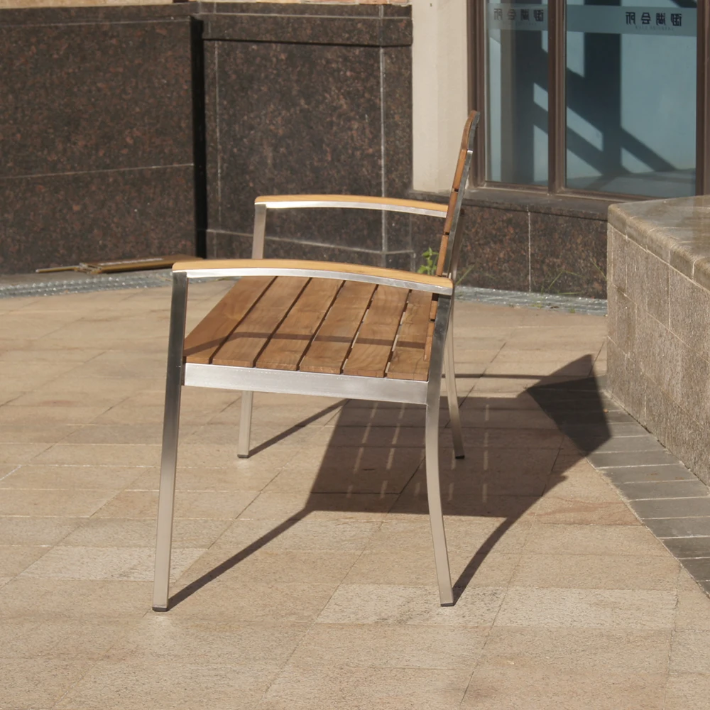 outdoor luxury garden stainless steel teak bench chair