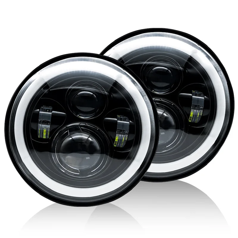 7 Inch LED Driving Light Motorcycle Offroad Spotlight Angel Eye Led Headlights Suit For Wrangler Vehicles LED Headlight