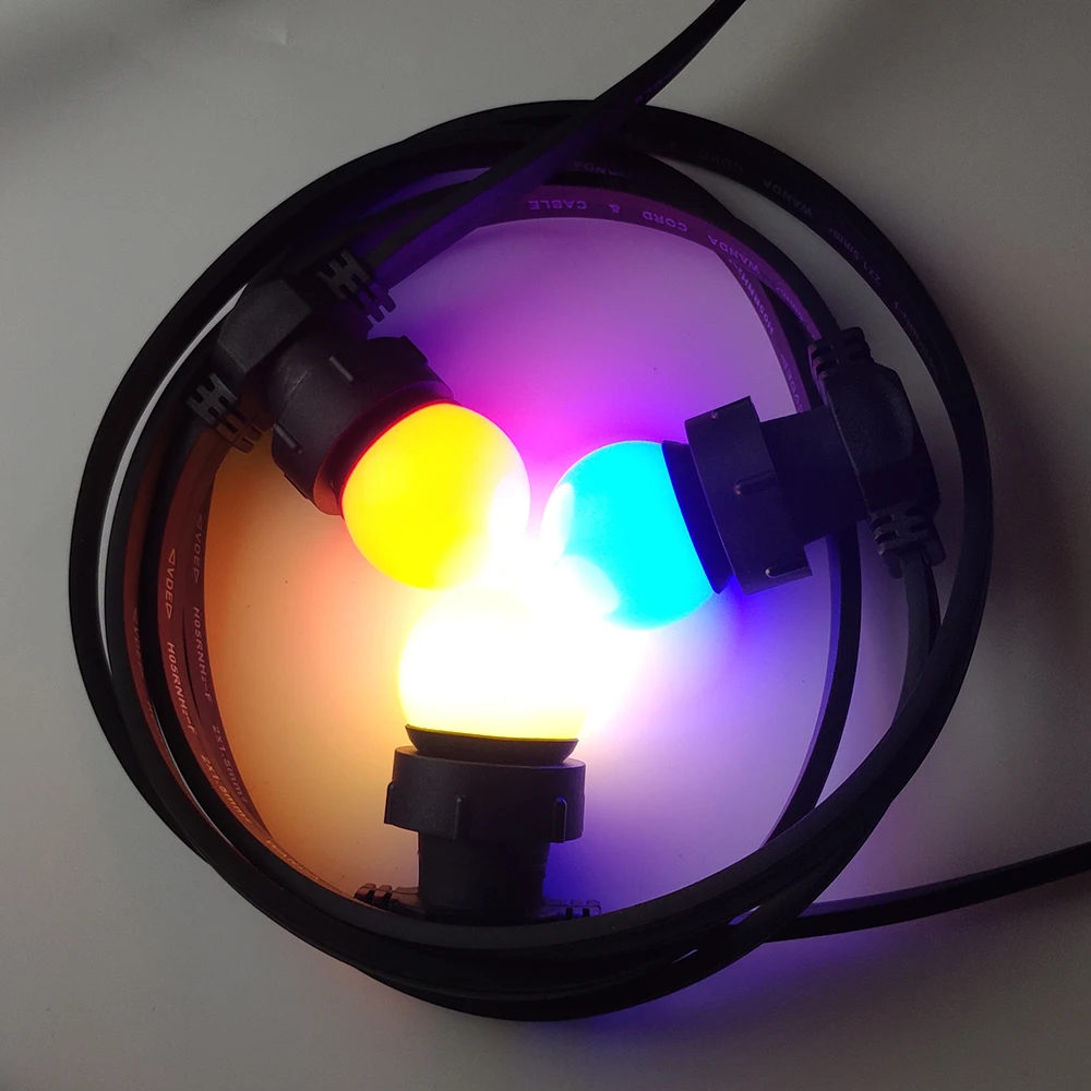 Waterproof Connectable Rubber Belt Festoon Light With Clear Bulb E27 Fixed Socket Christmas Outdoor Led String Light