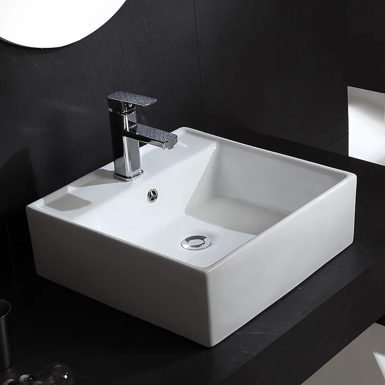 White Square Porcelain Vessel Sinks Modern Hotel Lavabo Handwash Washing Luxury Ceramic Bathroom Basin