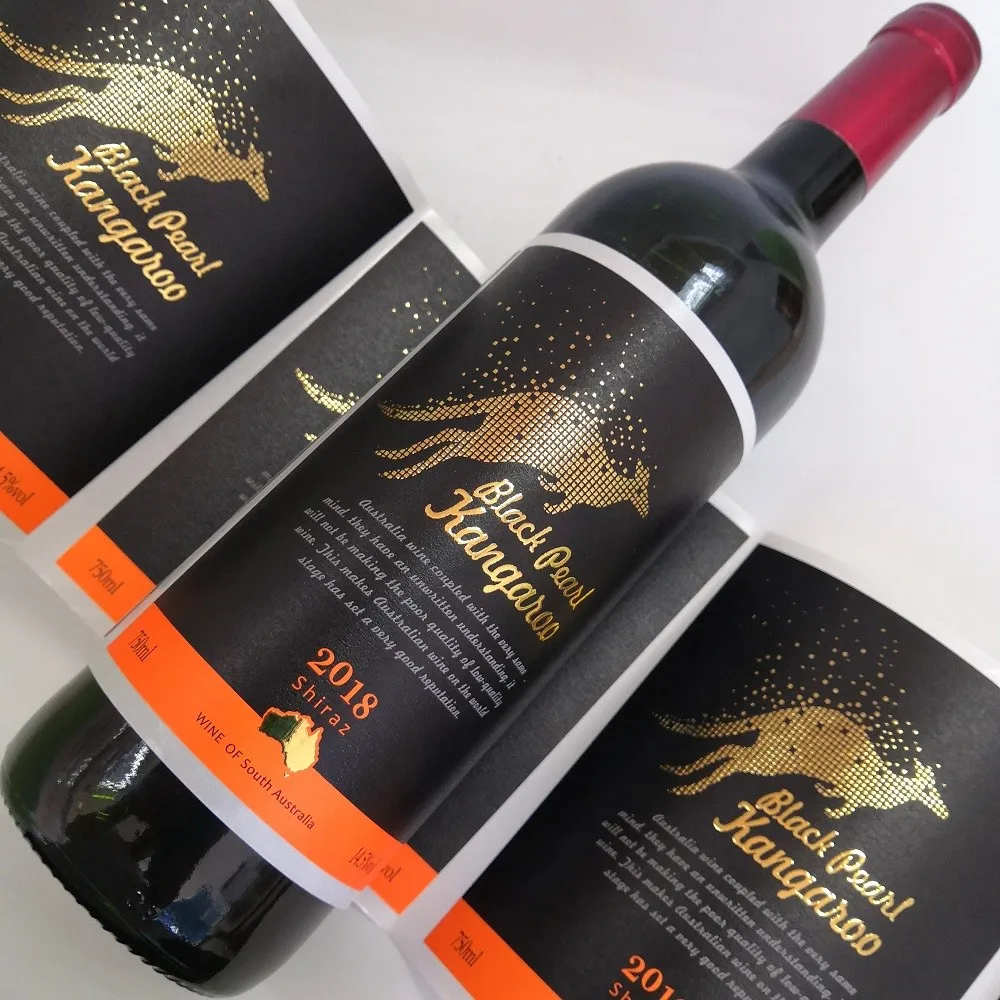 Premium Gold Foil Embossed Uv Spot Printed Custom Private Wine Packaging Labels Textured Paper Stickers For Red Wine Bottles