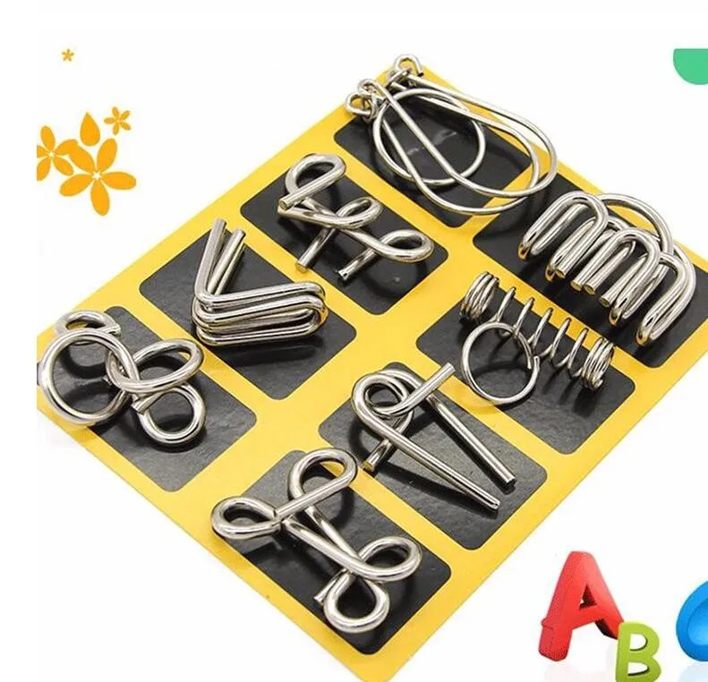 24pcs/set IQ Puzzle Brain Teaser Set of 24 Metal Wire Unlock Interlock Toys