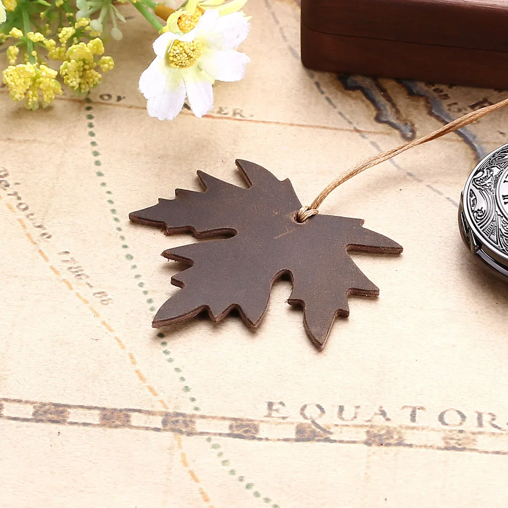 Handmade Genuine Leather Bookmark Top Layer Cowhide Leaves Shape Book Mark