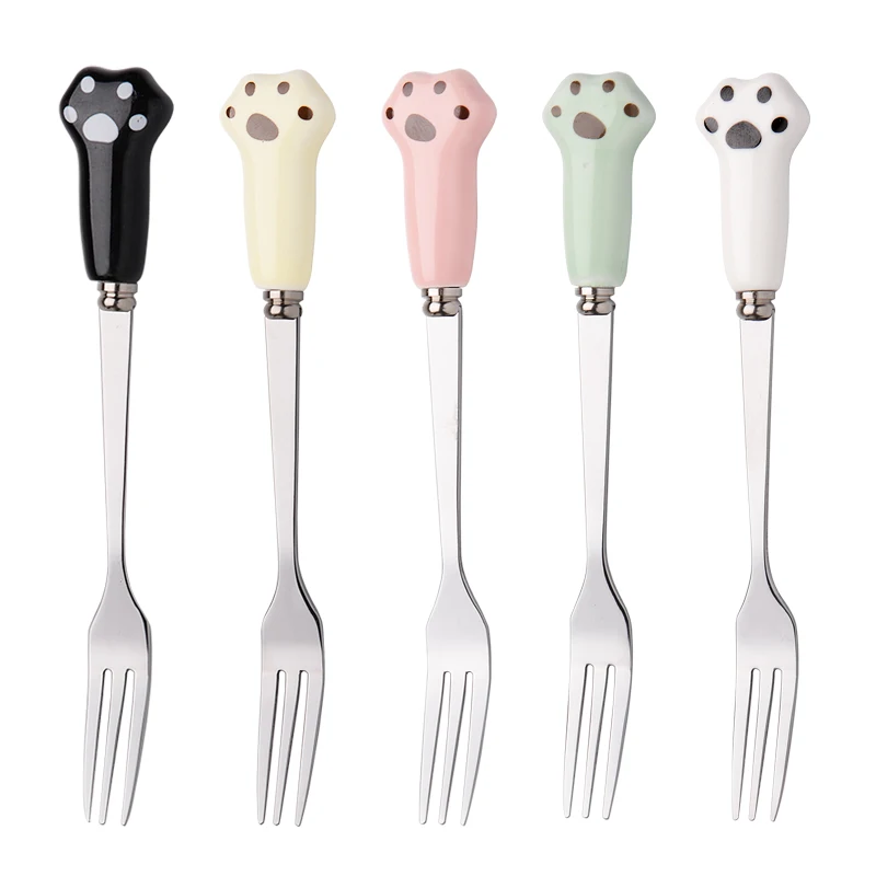 Ceramic cat claw handle flatware,cutlery gift for children