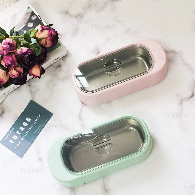 390ml 12V 48000Hz Portable Plastic Mini Ultrasonic Cleaner 304 Stainless Steel Small Ultrasonic Cleaning Machine Jewelry Glasses