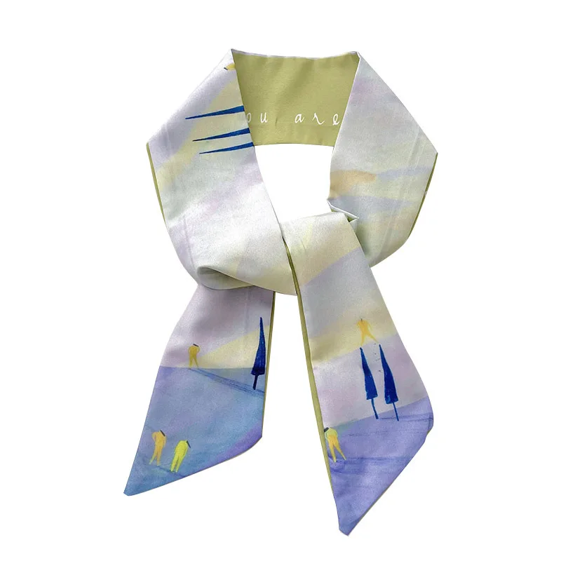 Polk Dot Printing Orange Green Purple Yellow Blue Candy Color Narrow Small Silk Stain Twill Long Hair Ribbon Wrist Head Scarves