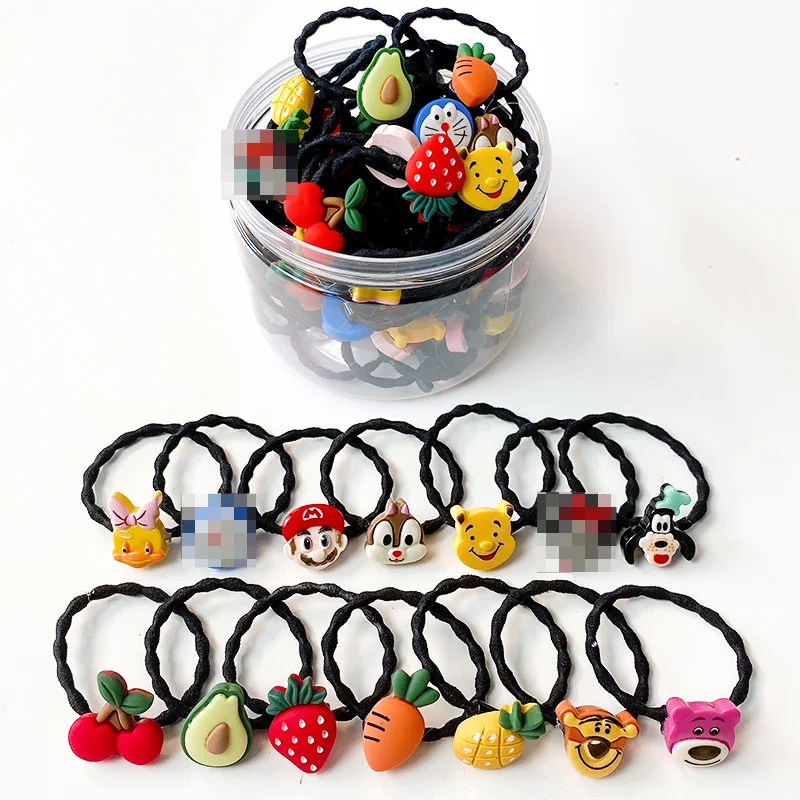 Hot sale Cartoon Ponytail Holders With Charms For Girls Toddlers Kids 20/30 PCS Plastic Ball Girl Hair Accessories set