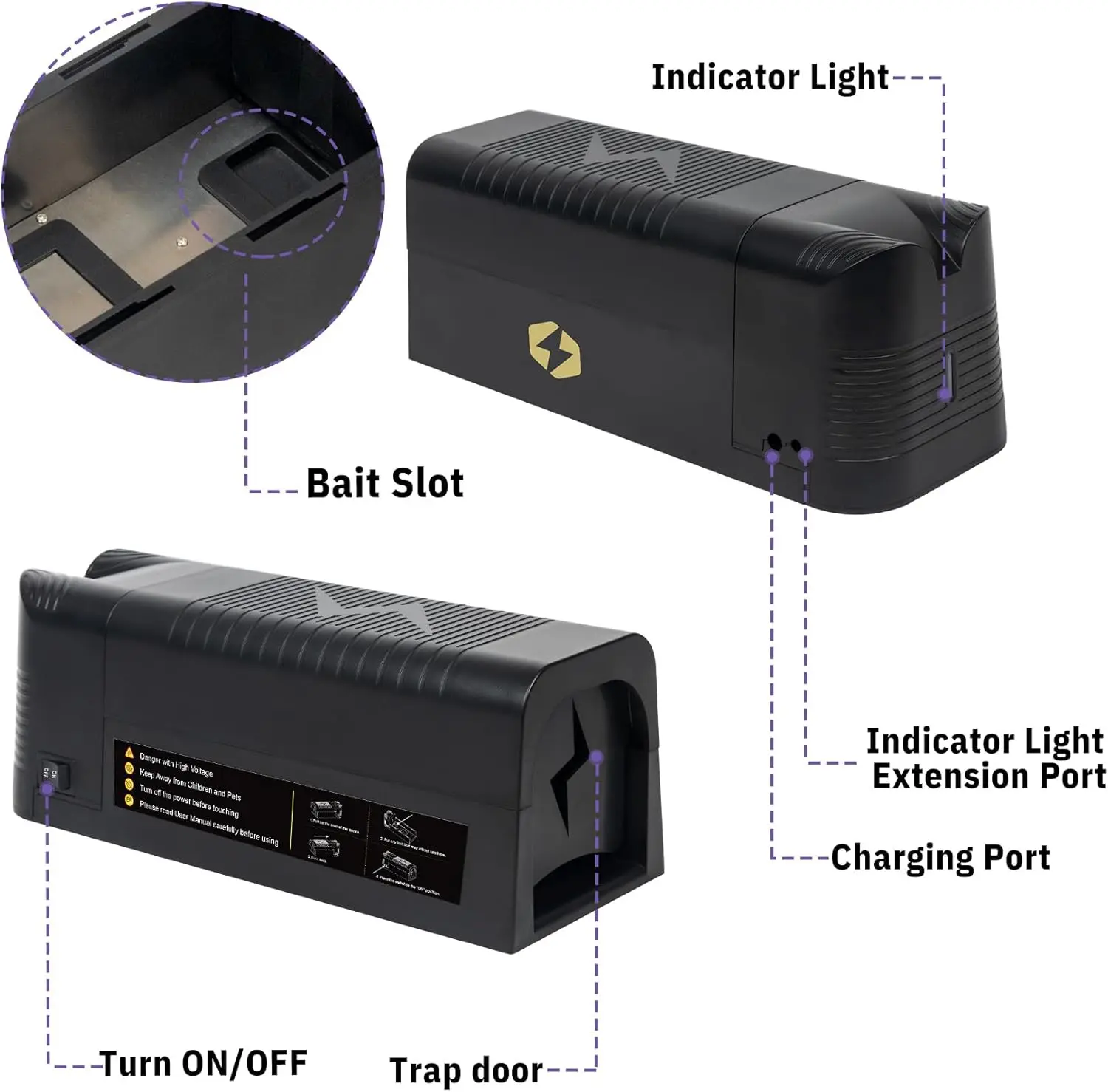 New Reusable Electric Rat Trap 1800V Shock Mice Trap Rodent Zapper Home Smart Pest Control Electrical Mouse Traps Kill Rodent