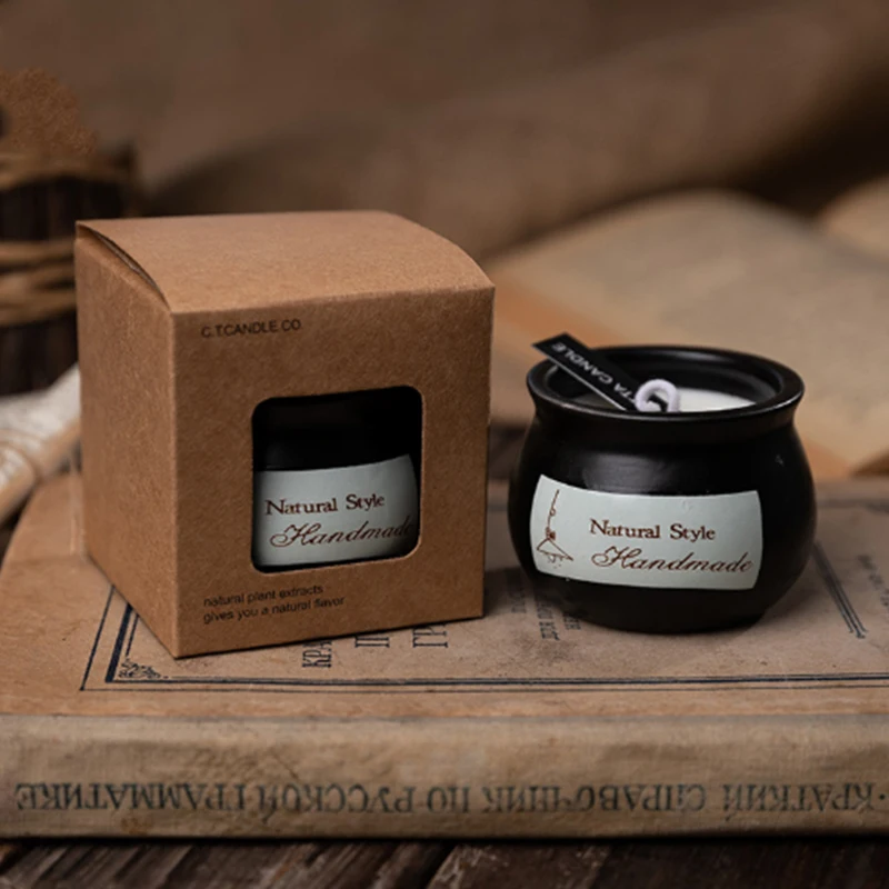 Nordic style Home Decoration Black Ceramic Pots Aromatherapy Candles Hand Made Scent Soy Wax Natural Style Scented Candles